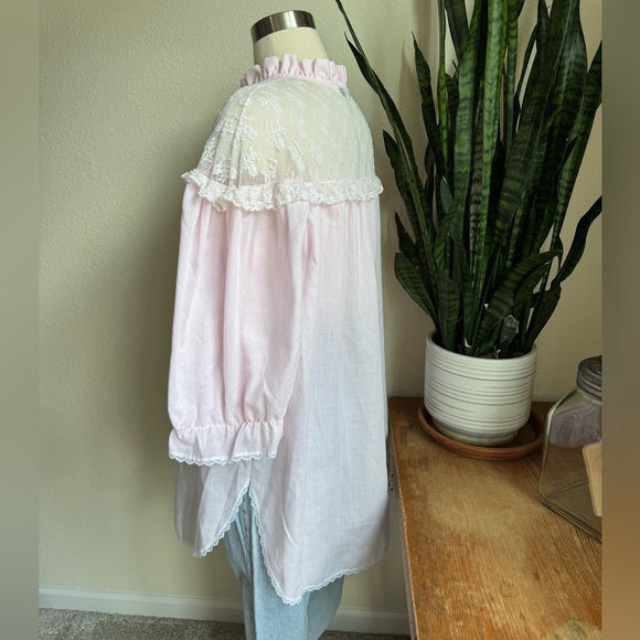 Vintage Floral Ruffle Blouse Romantic Cottagecore Statement Top Praire Medium - Picture 7 of 11